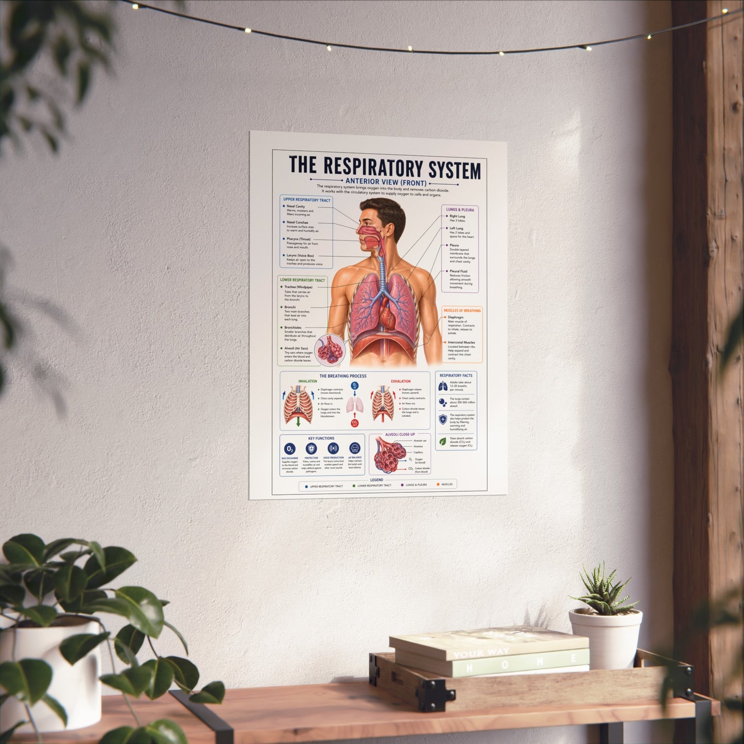 Respiratory System Anatomy Poster - Educational Fine Art Medical Print