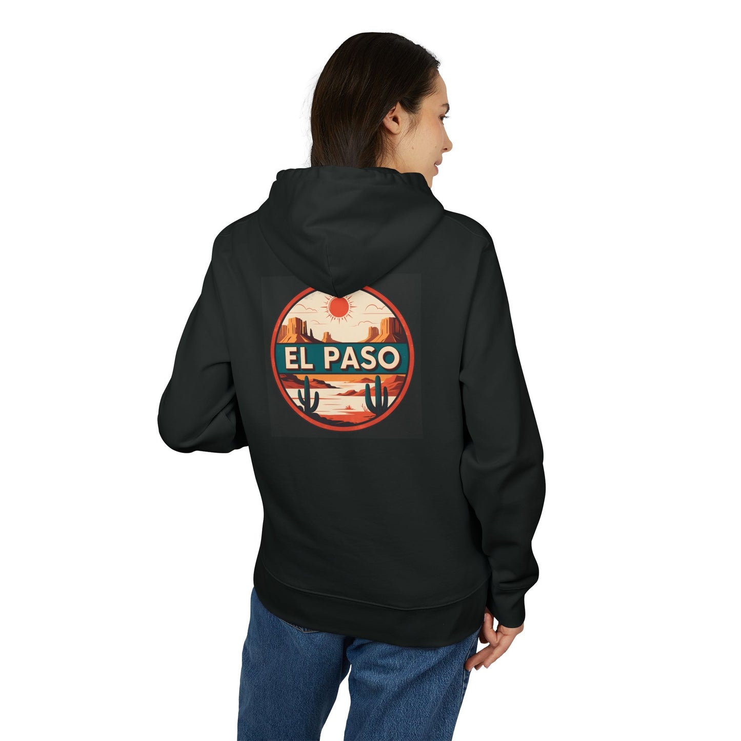 El Paso Desert Badge Hoodie — Retro Southwest Travel Pullover