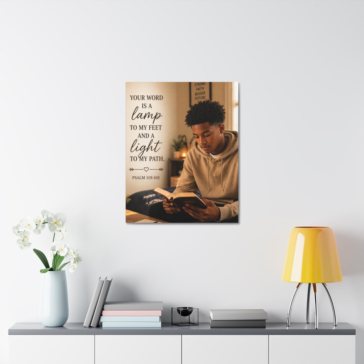 Stretched Canvas - "Your Word Is A Lamp" Psalm 119:105 Christian Wall Art