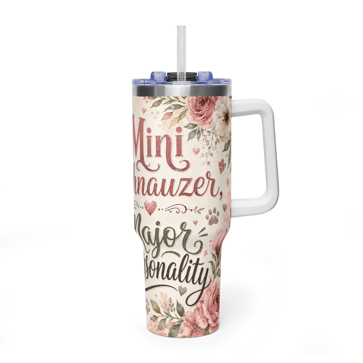 Schnauzer 40oz Vacuum Tumbler — "My Schnauzer, Major Personality" Insulated Travel Mug
