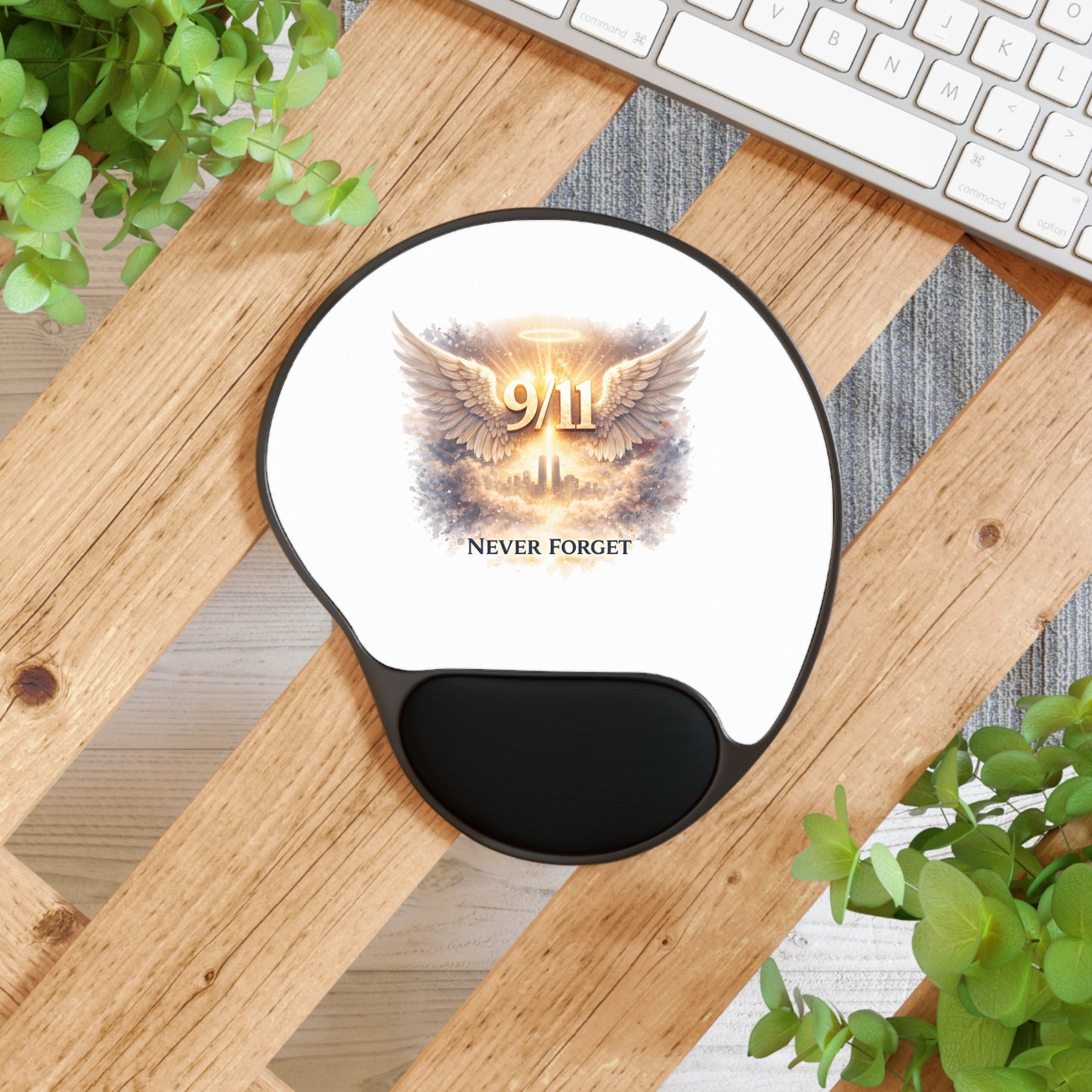 9/11 Never Forget Memorial Mouse Pad with Wrist Rest