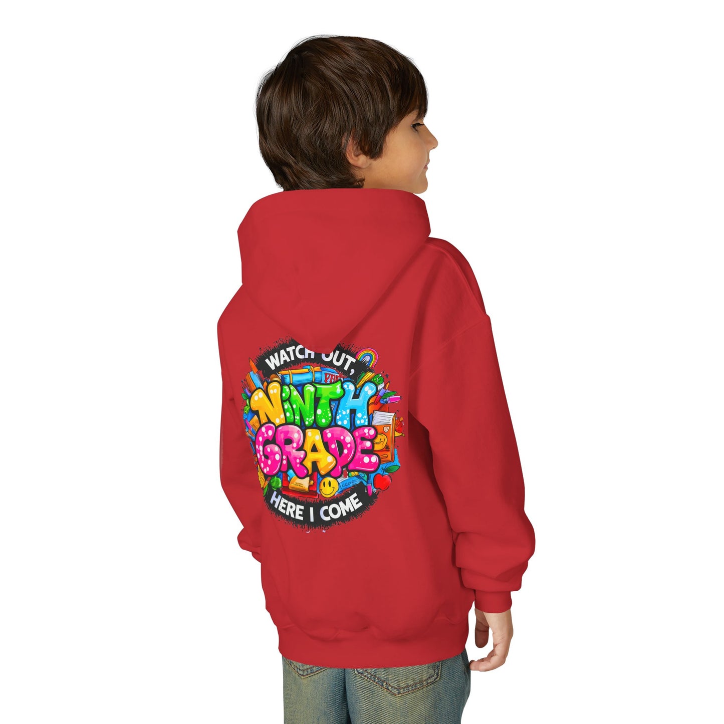 Kids' 4th Grade Hoodie – "Watch Out 4th Grade Here I Come" Colorful Back-to-School Sweatshirt