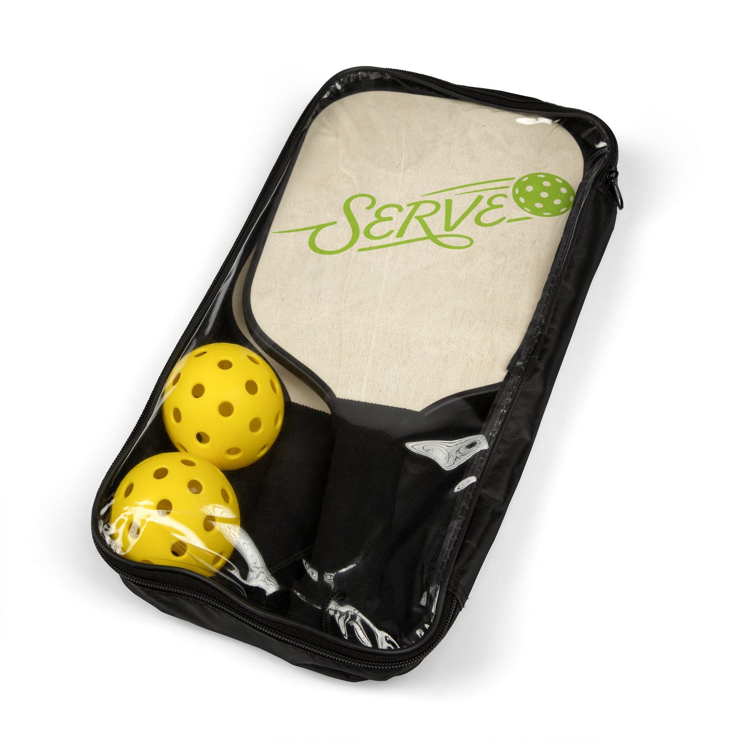 Pickleball Paddle Set — "Serve" Graphic Beginner Kit with 2 Paddles & Balls