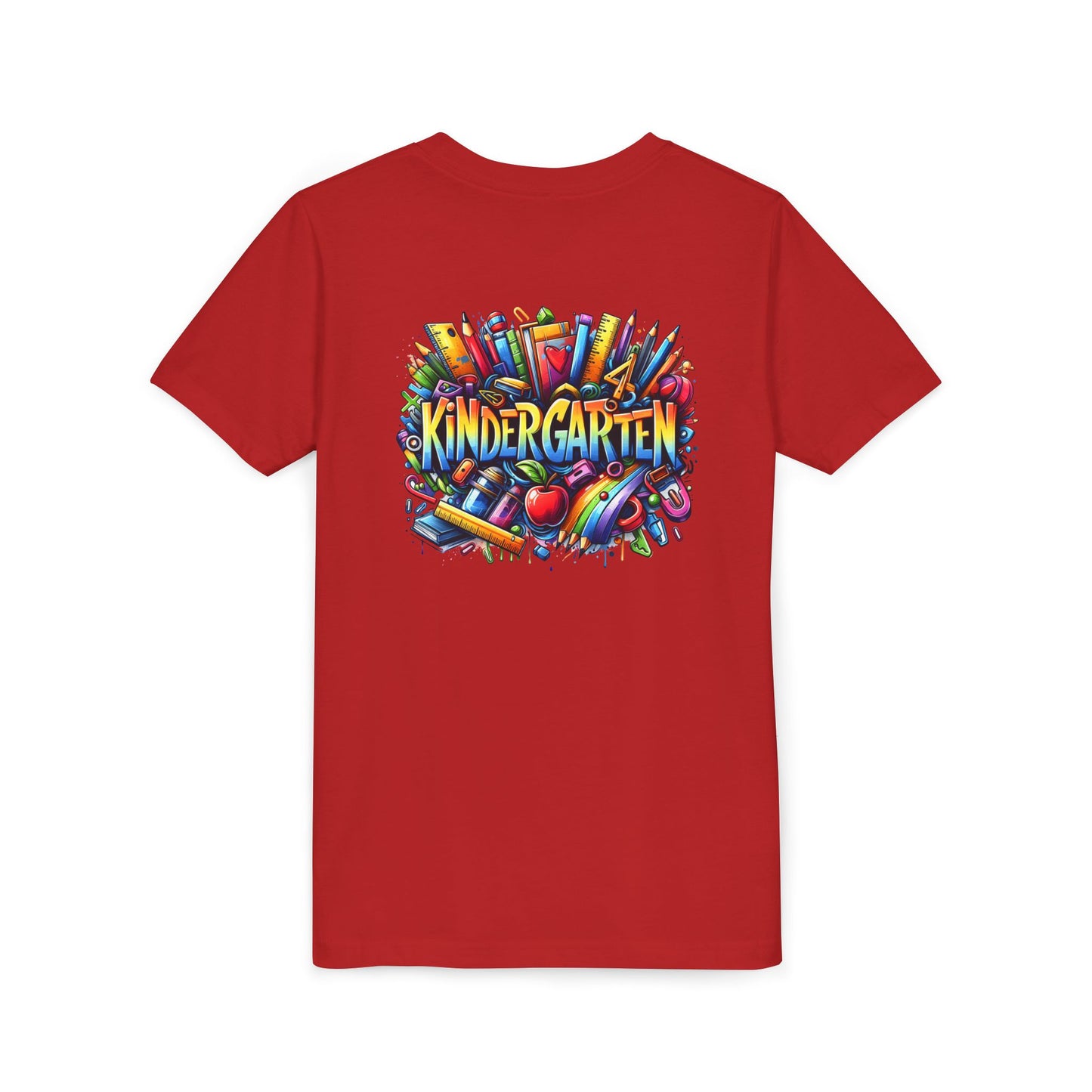 Kindergarten Colorful School Supplies Youth Tee — Back-to-School Kids T-Shirt