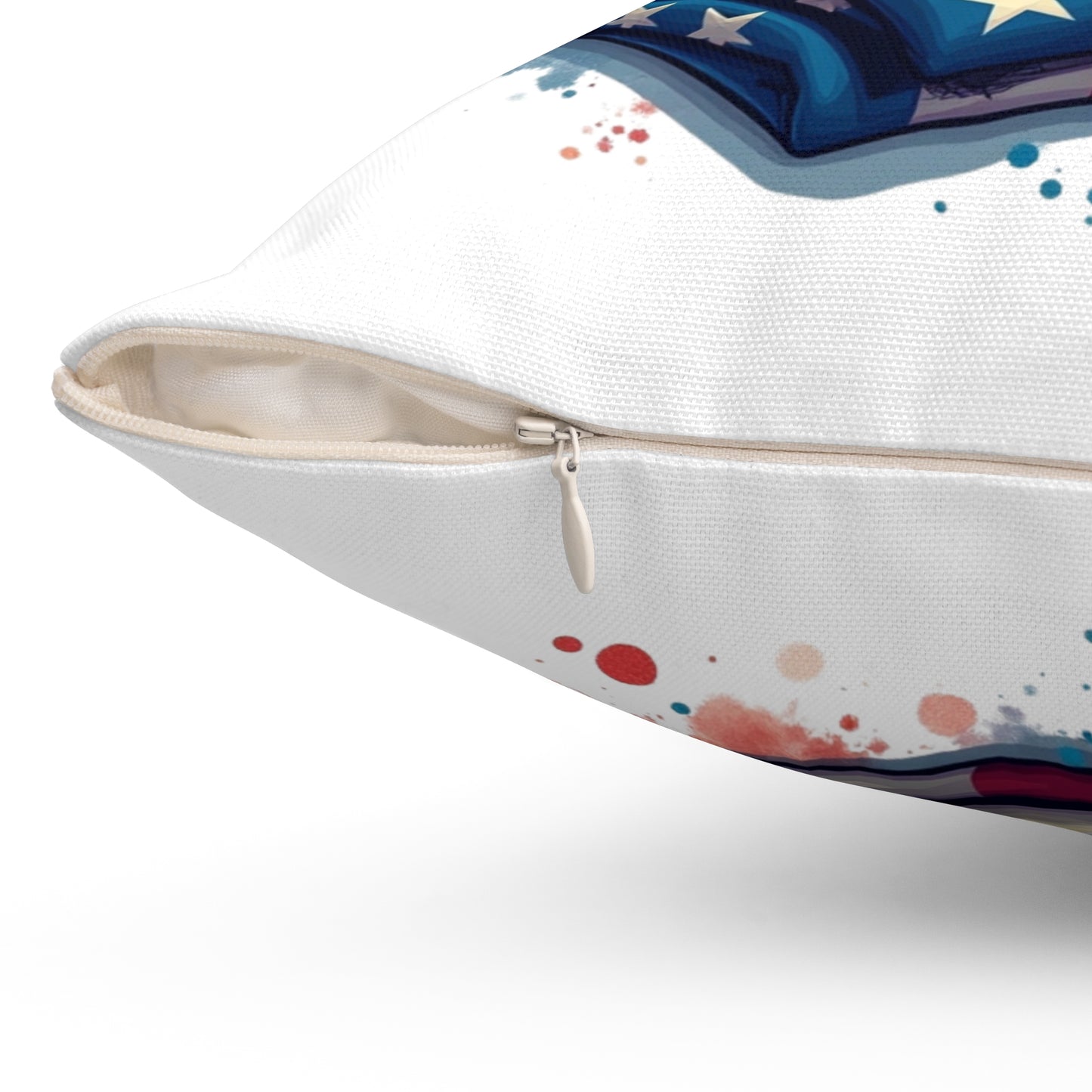 Never Forget 9/11 Memorial Throw Pillow — Firefighter Helmet & American Flag