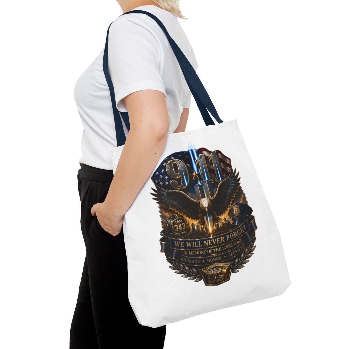9/11 Memorial Eagle Tote Bag – Never Forget Tribute Tote