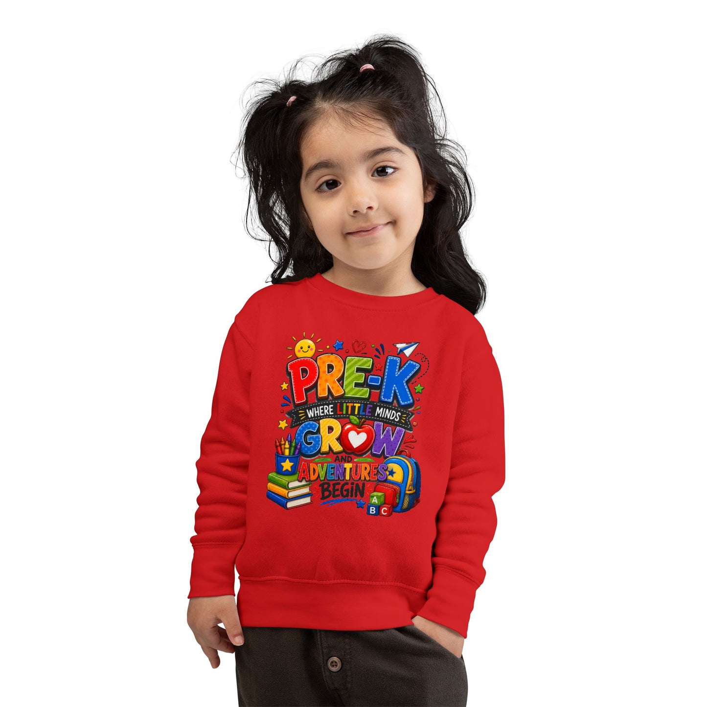 Pre-K Toddler Sweatshirt — "Pre-K Where Little Minds Grow and Adventure Begins" Kids School Pullover