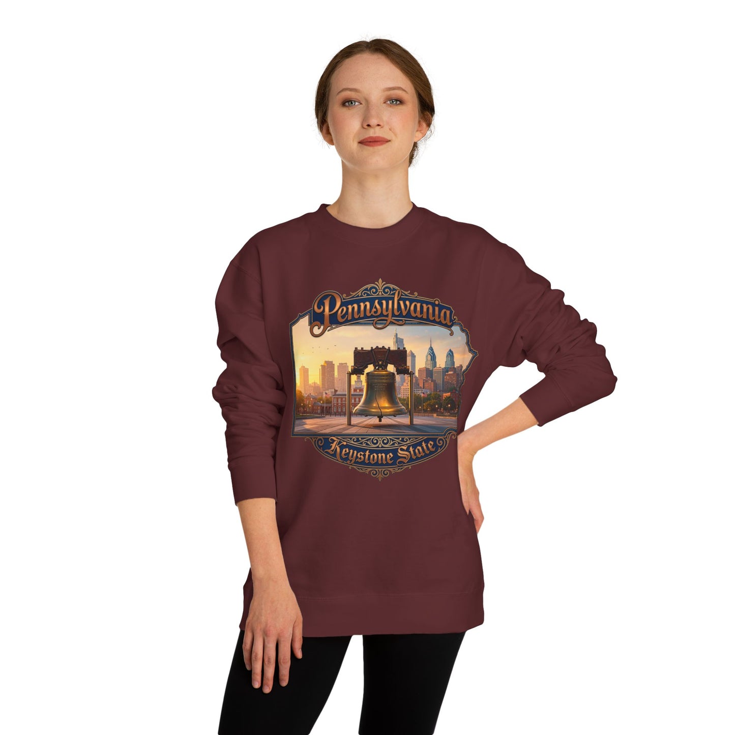 Pennsylvania Keystone State Sweatshirt — Liberty Bell & City Skyline Crewneck