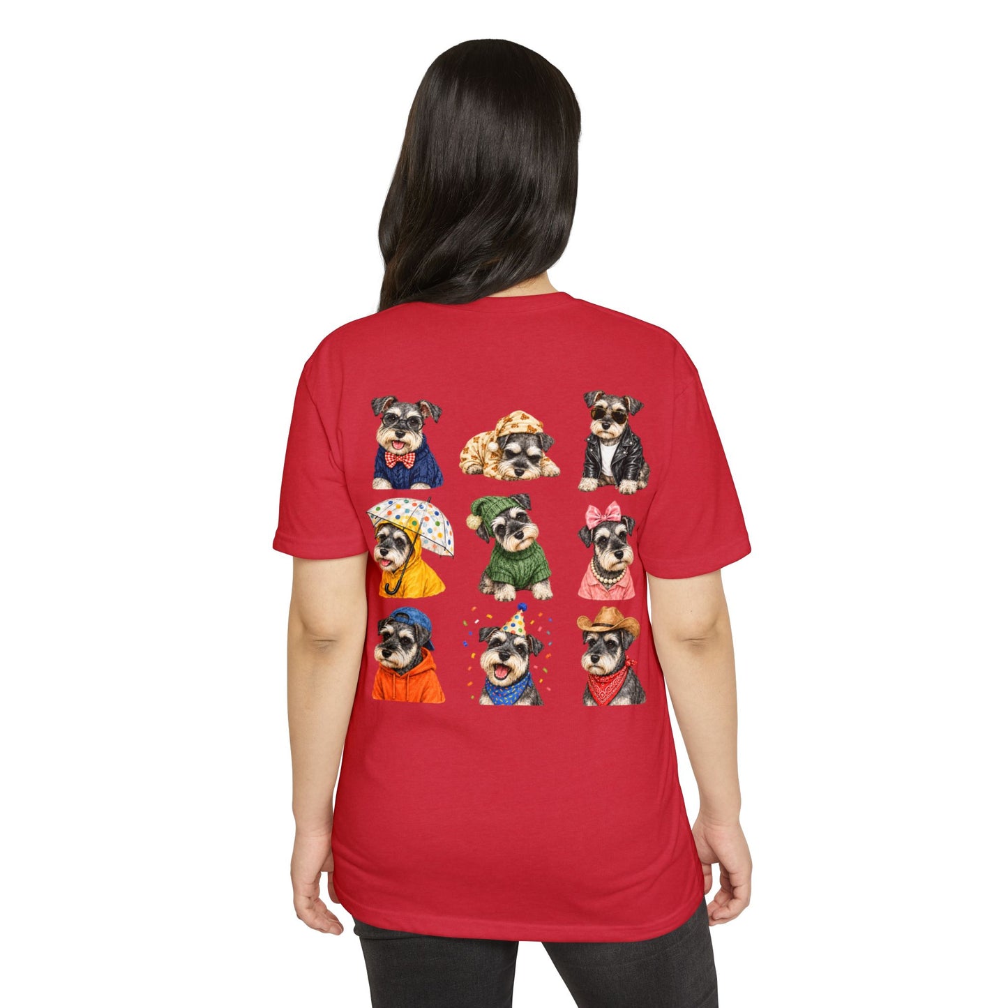 Schnauzer Crew Portrait T‑Shirt — Cute Dogs in Costumes Tee