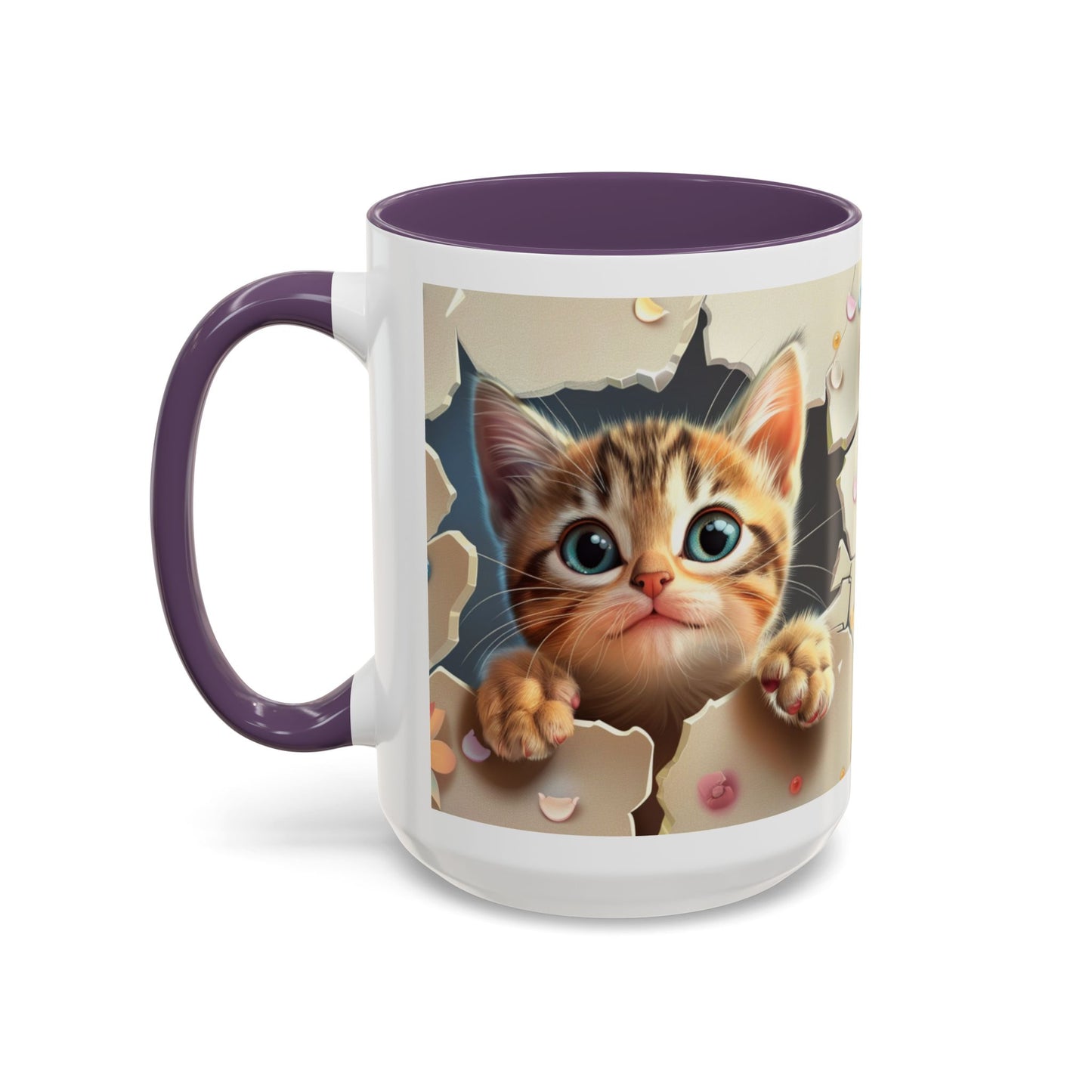 Cute Peekaboo Kitten Accent Coffee Mug — Cat Lover Gift (11/15oz)