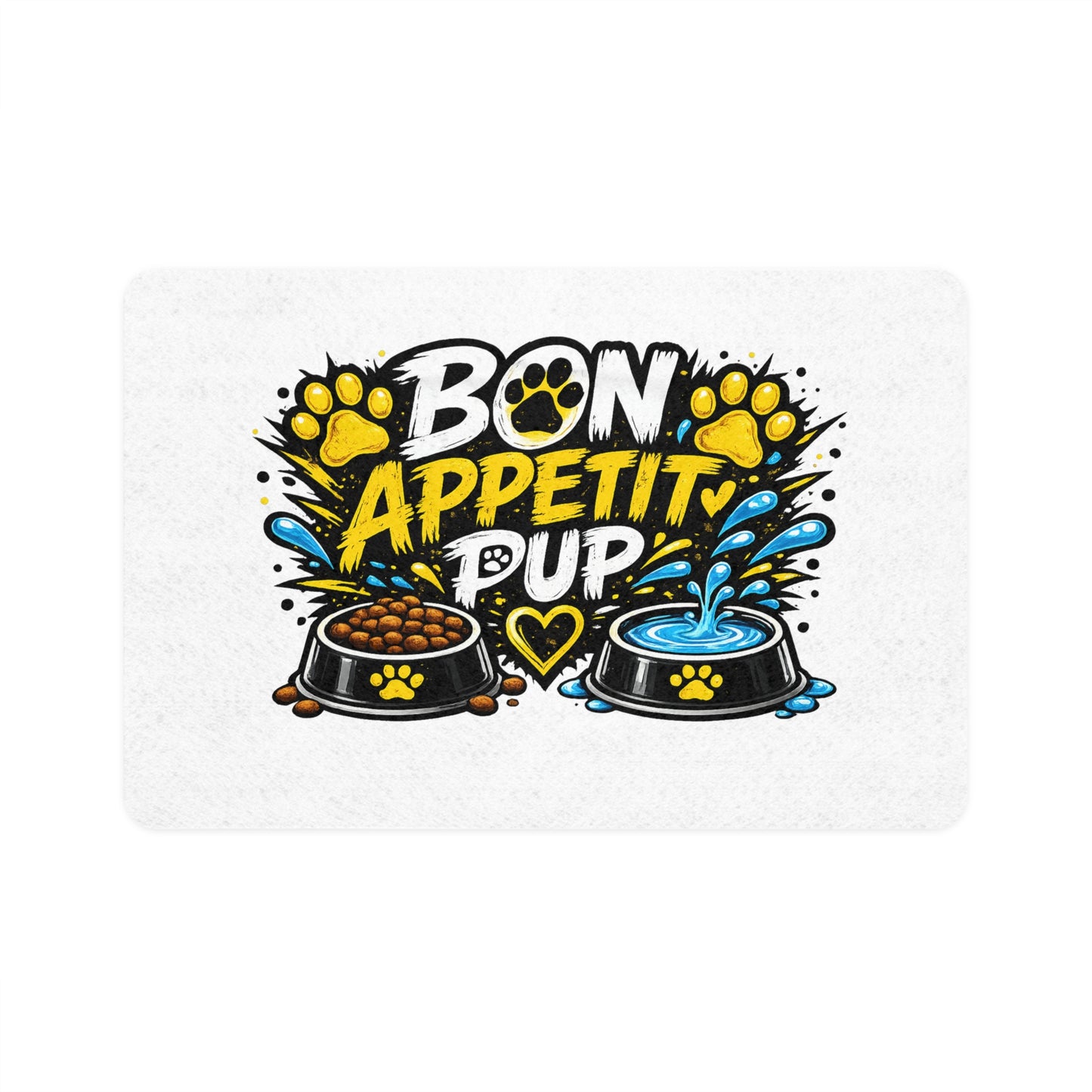 Bon Appetit Pup Pet Food Mat — 12x18 Waterproof Dog Bowl Placemat