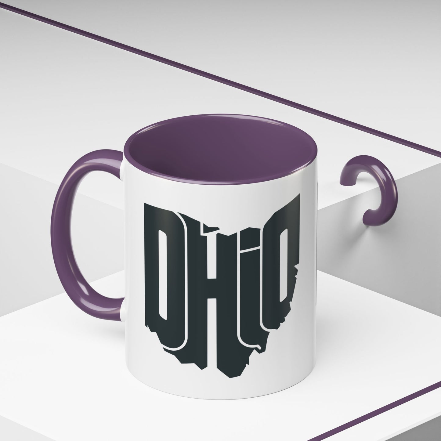 Ohio State Outline Accent Coffee Mug – Black Handle & Interior