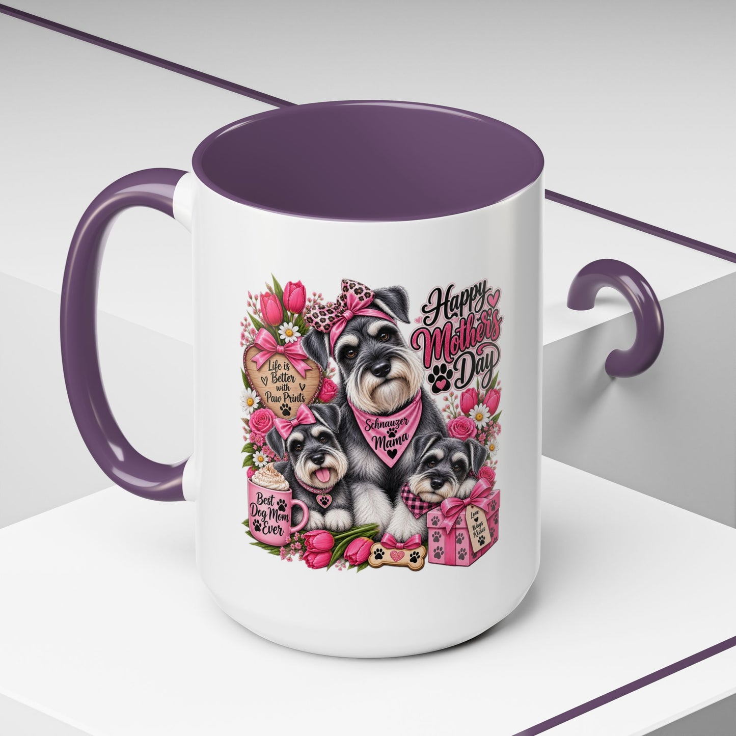 Mother's Day Schnauzer Coffee Mug — Happy Mother’s Day Dog Mom Accent Mug