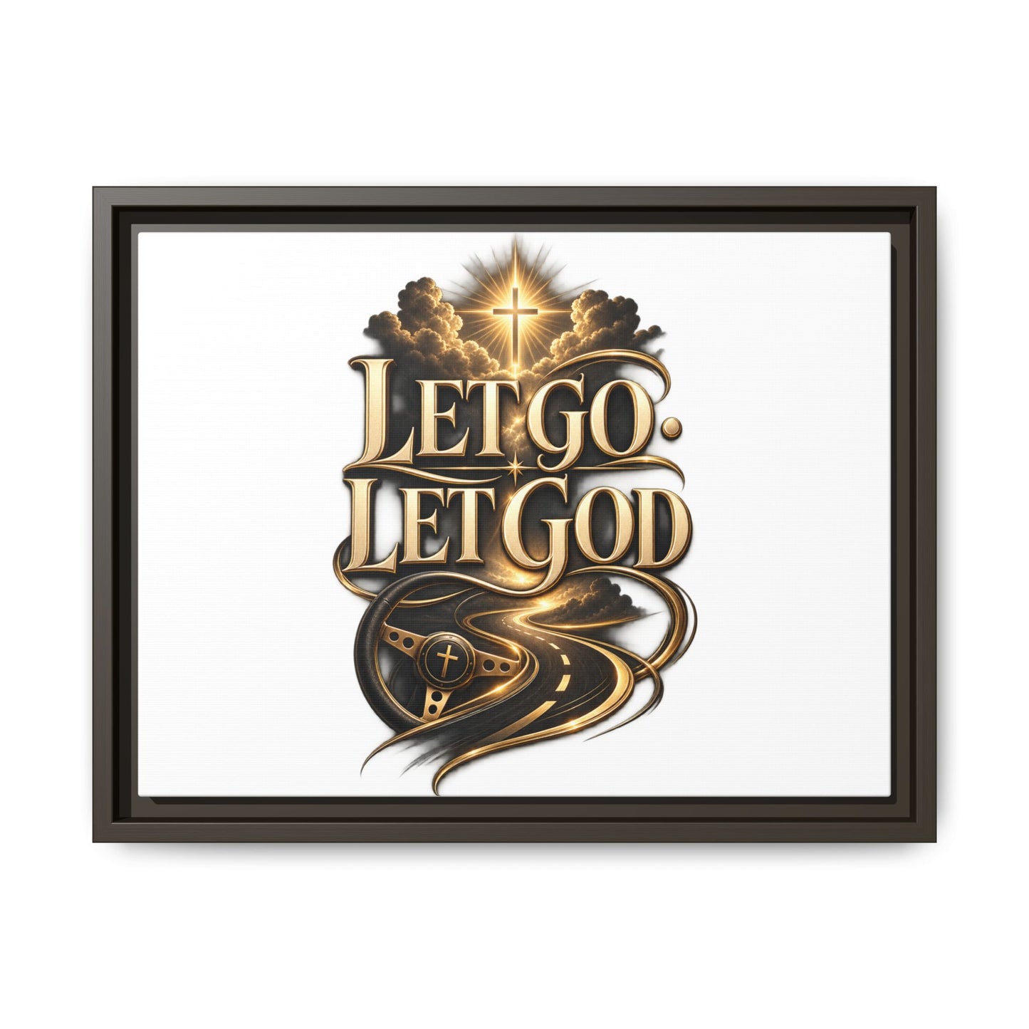 Let Go, Let God Framed Canvas Wall Art — Inspirational Christian Decor