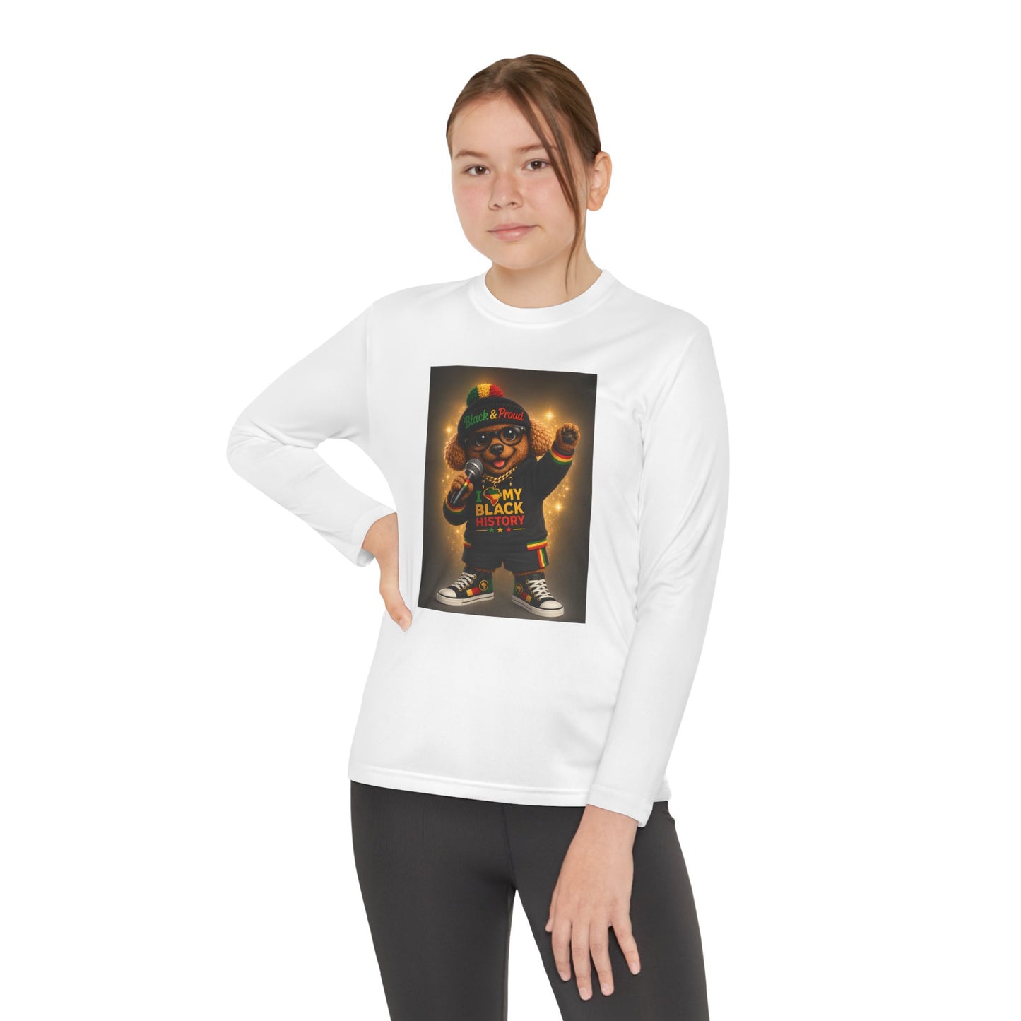 Kids Long Sleeve Tee — "My Black Is Beautiful" Retro Character Graphic