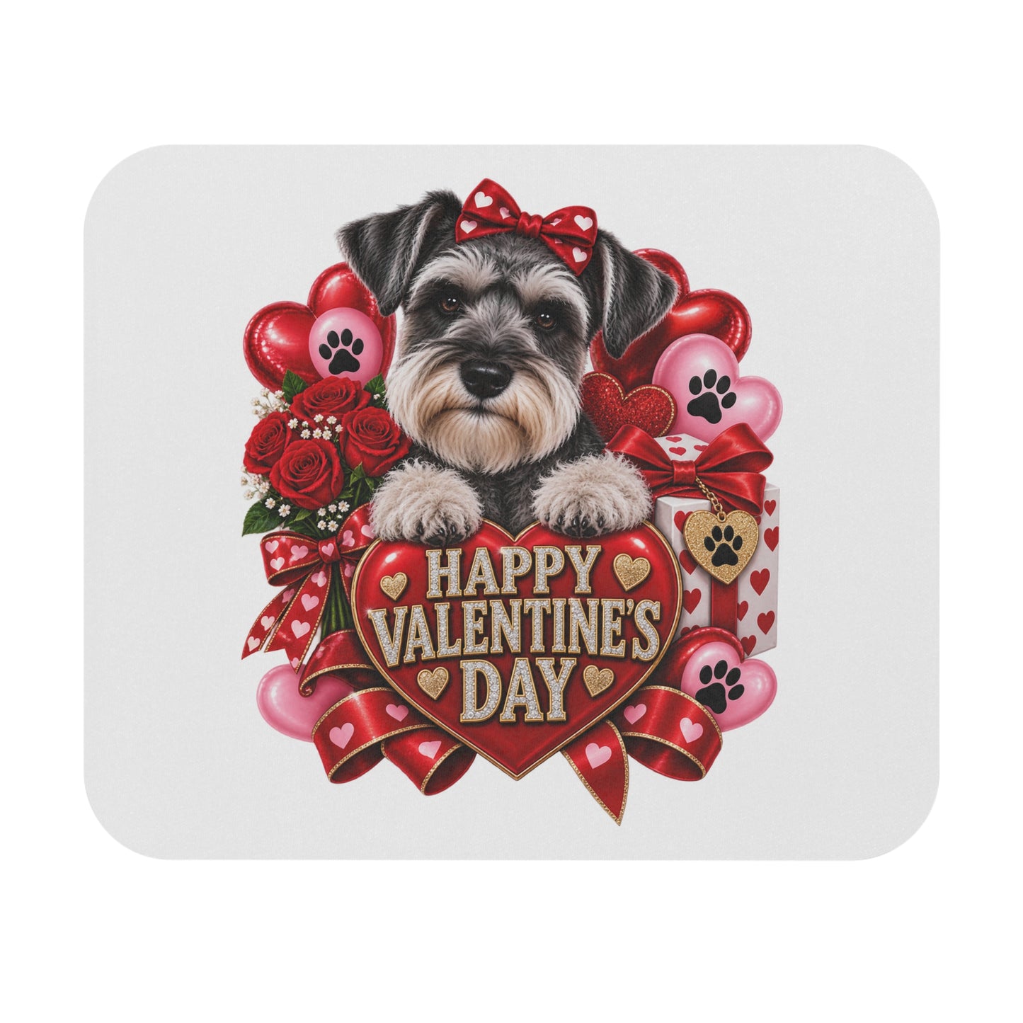Valentine's Schnauzer Mouse Pad — Happy Valentine’s Day Desk Mat