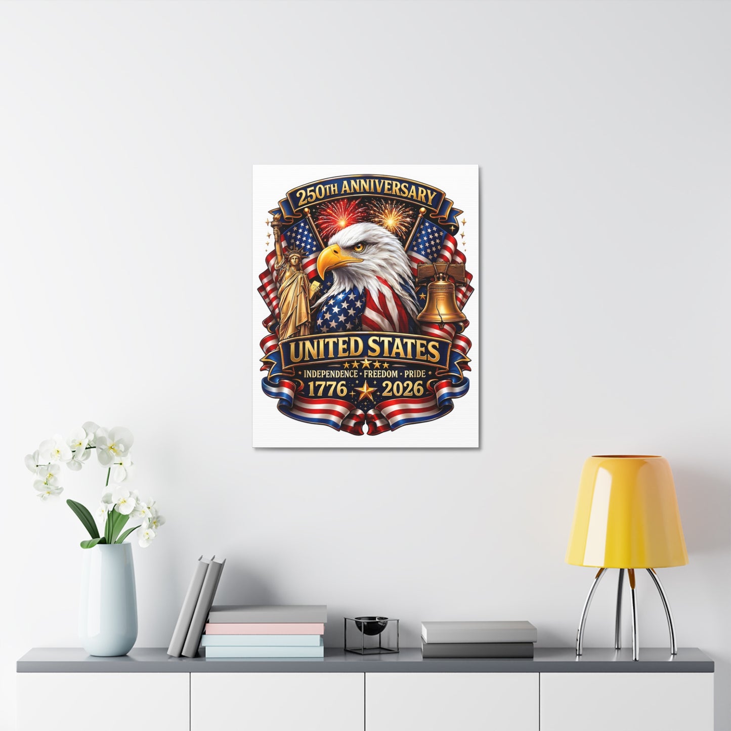 United States 250th Anniversary Stretched Canvas — 1776–2026 Patriotic Eagle Wall Art