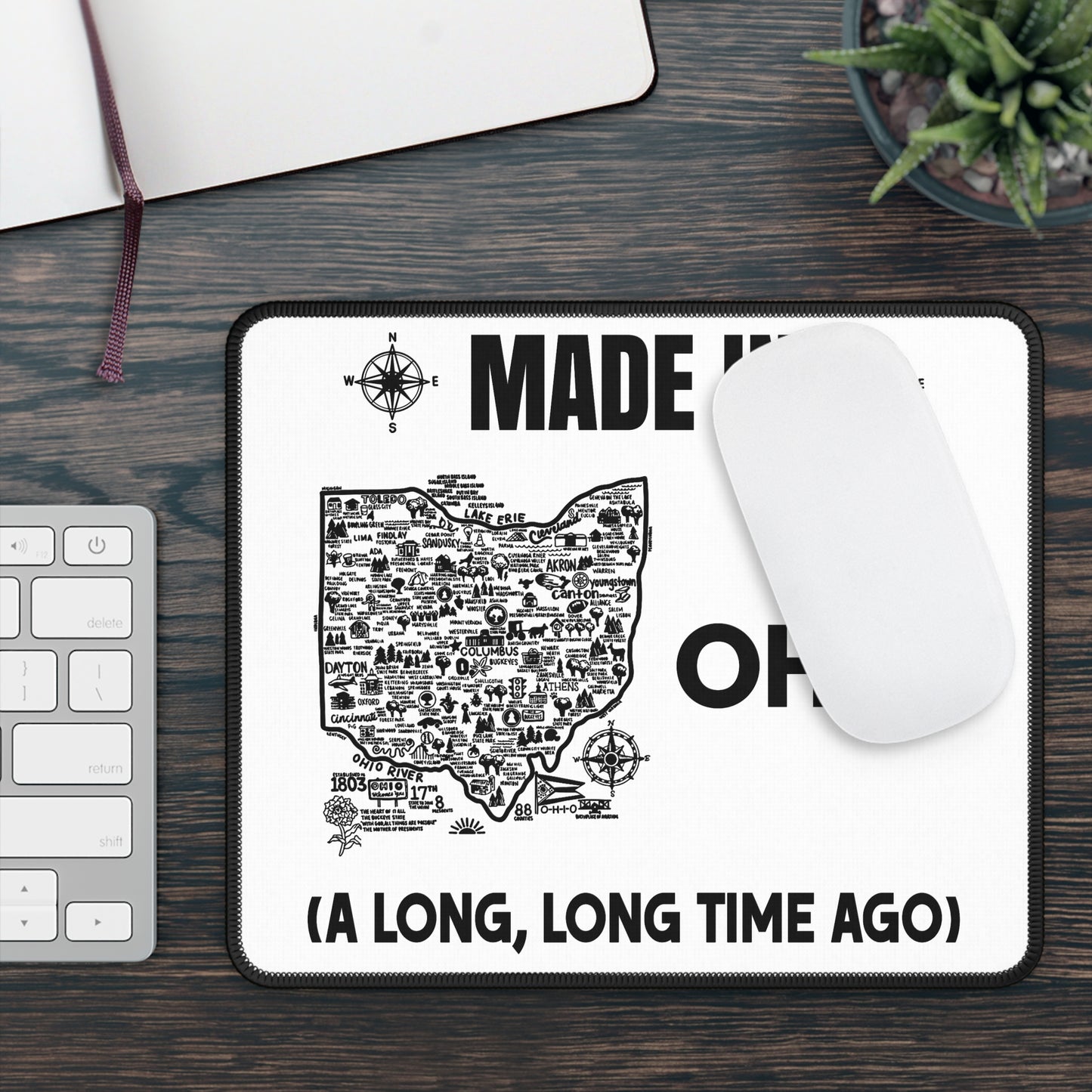 Made in Ohio Mouse Pad — Vintage Map Design with "A Long, Long Time Ago" Quote