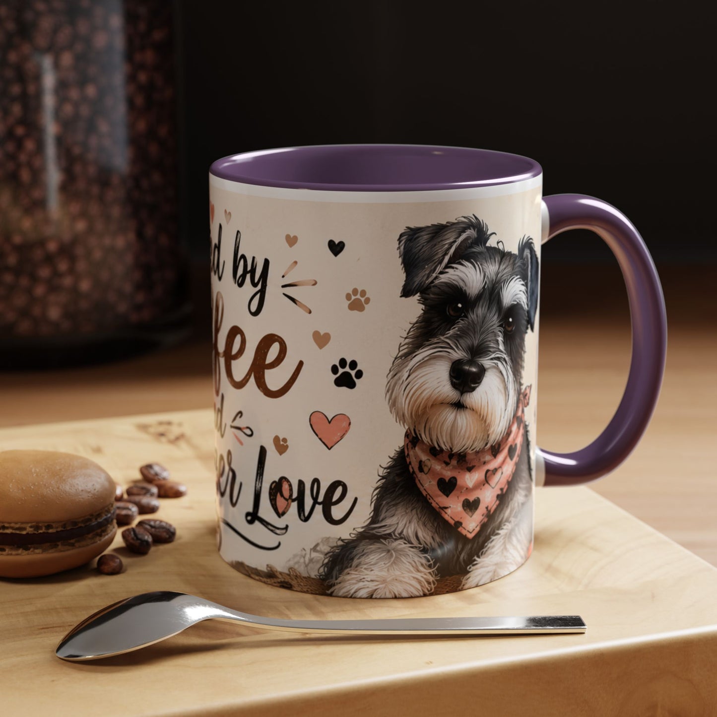 Fueled by Coffee and Schnauzer Love Accent Mug — Dog Lover Coffee Cup (11/15 oz)