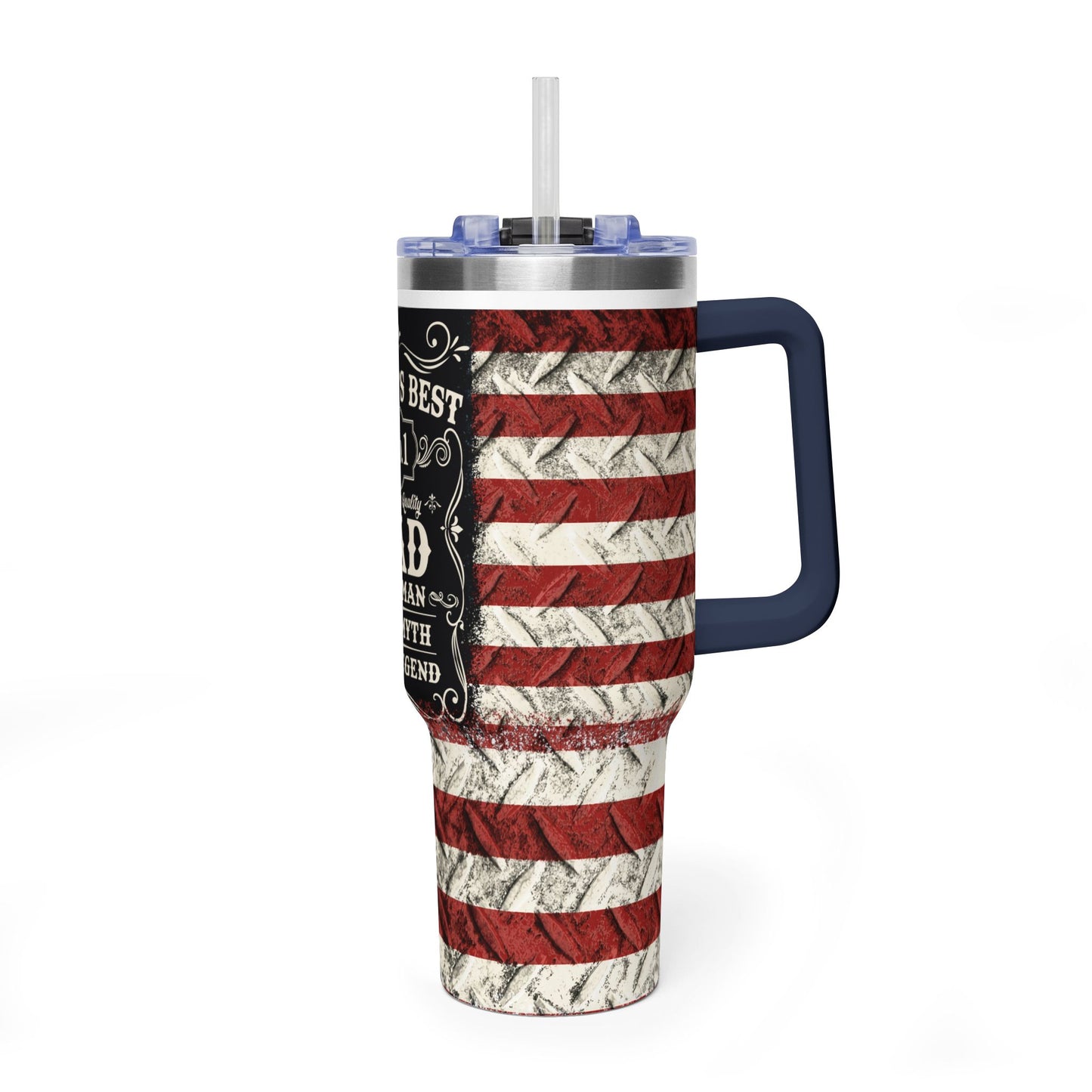 40oz Vacuum Tumbler - "World's Best No.1 Dad" American Flag Travel Mug