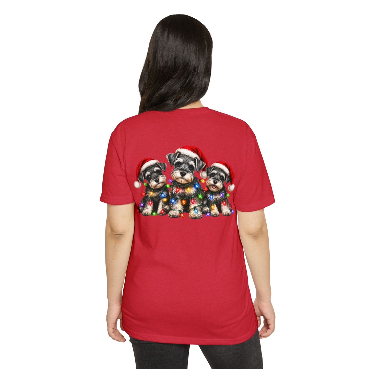 Christmas Schnauzer Puppies T-Shirt – Cute Santa Hat Dog Holiday Tee