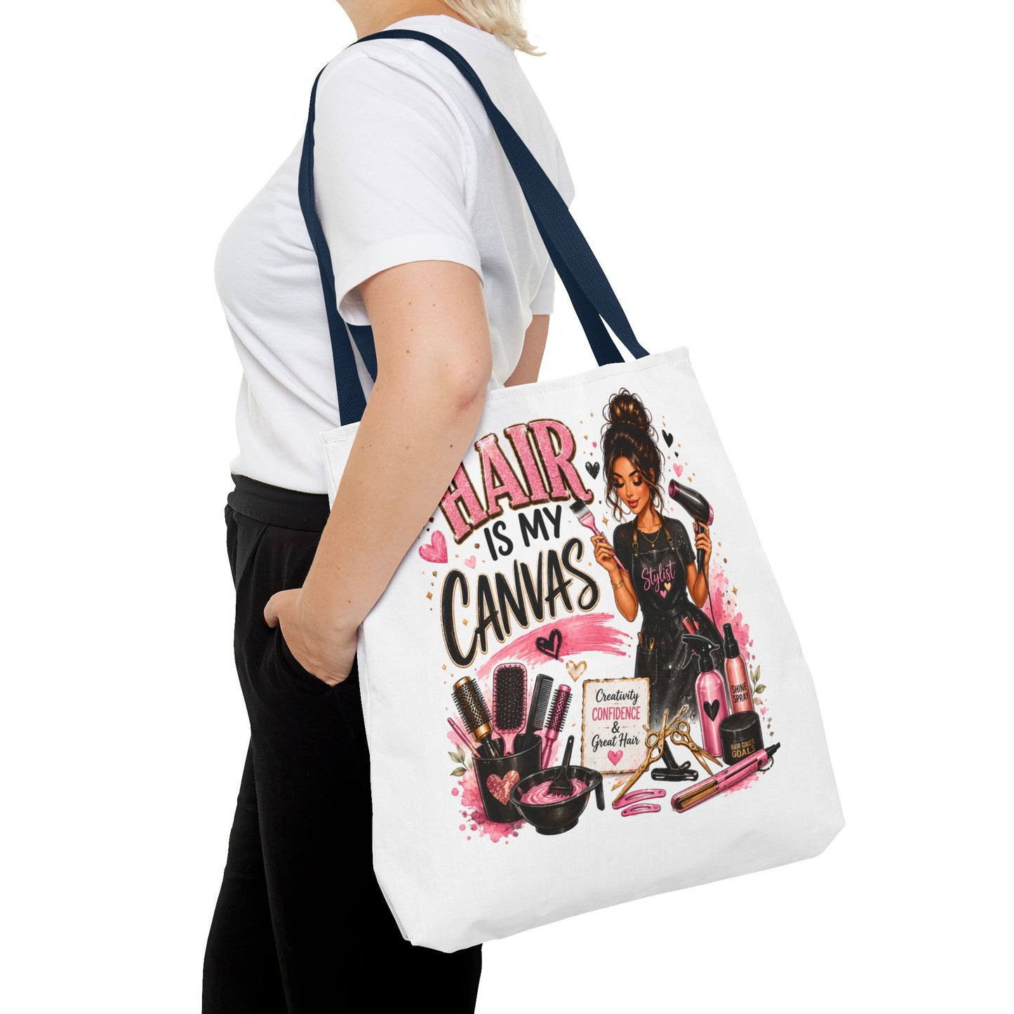 Hair Is My Canvas Tote Bag — Stylist Makeup Artist Cosmetic Accessories Tote