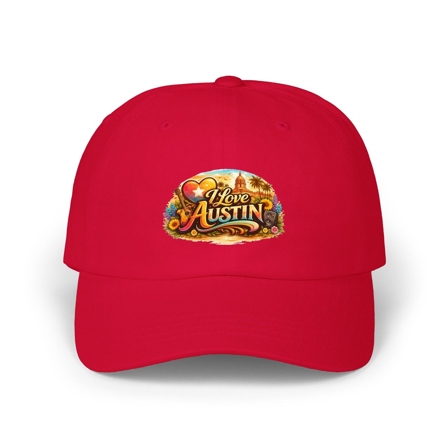 I Love Austin Dad Cap — Floral Heart City Pride Baseball Hat