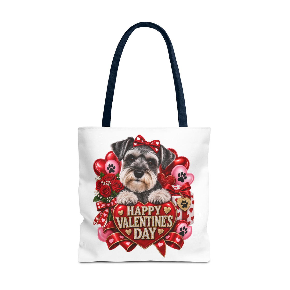 Valentine's Day Dog Tote Bag — Happy Valentine's Day Schnauzer Heart Design