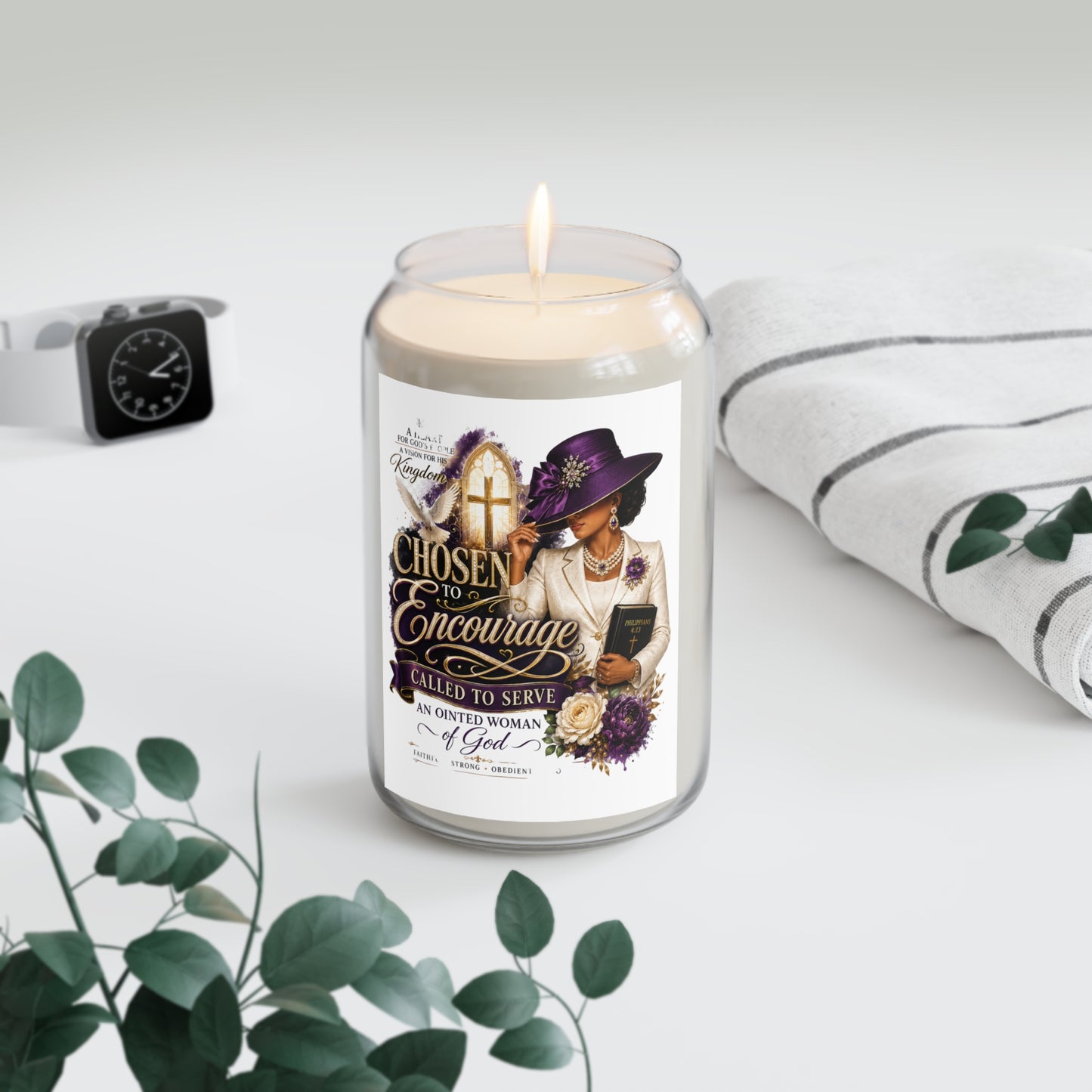 Scented Soy Candle — "Chosen to Encourage" Inspirational Church Gift (13.75 oz)