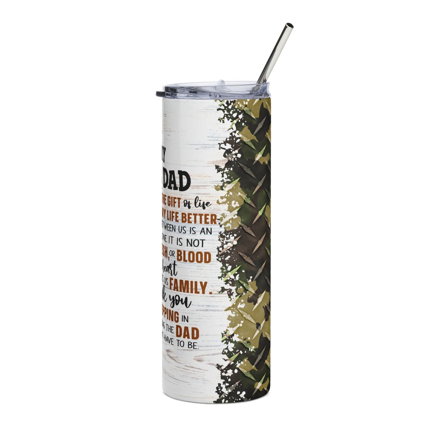 20oz Tumbler - "To My Bonus Dad" Stainless Steel Travel Cup | Stepping Up Thank You Gift