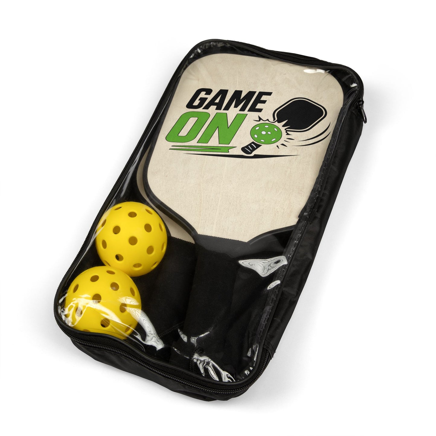 Pickleball Paddles Set — "Game On" Graphic Pickleball Kit with 2 Paddles & Balls