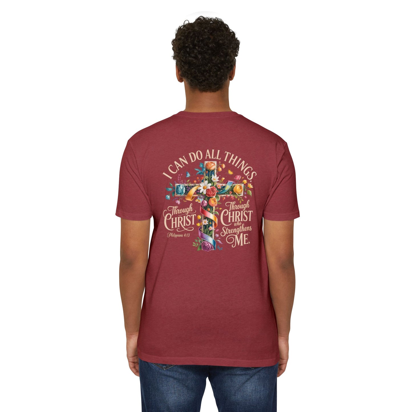Christian Cross T‑Shirt — “I Can Do All Things Through Christ” Inspirational Tee
