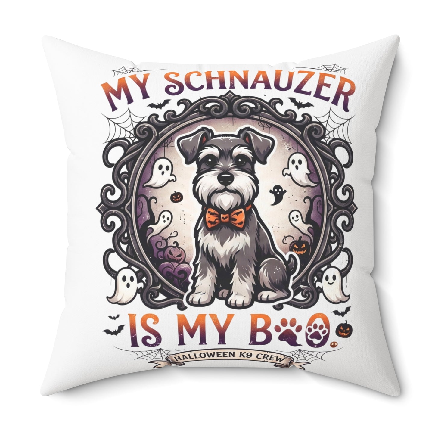 My Schnauzer Is My Boo Halloween Pillow - Cute Dog Decorative Throw Pillow