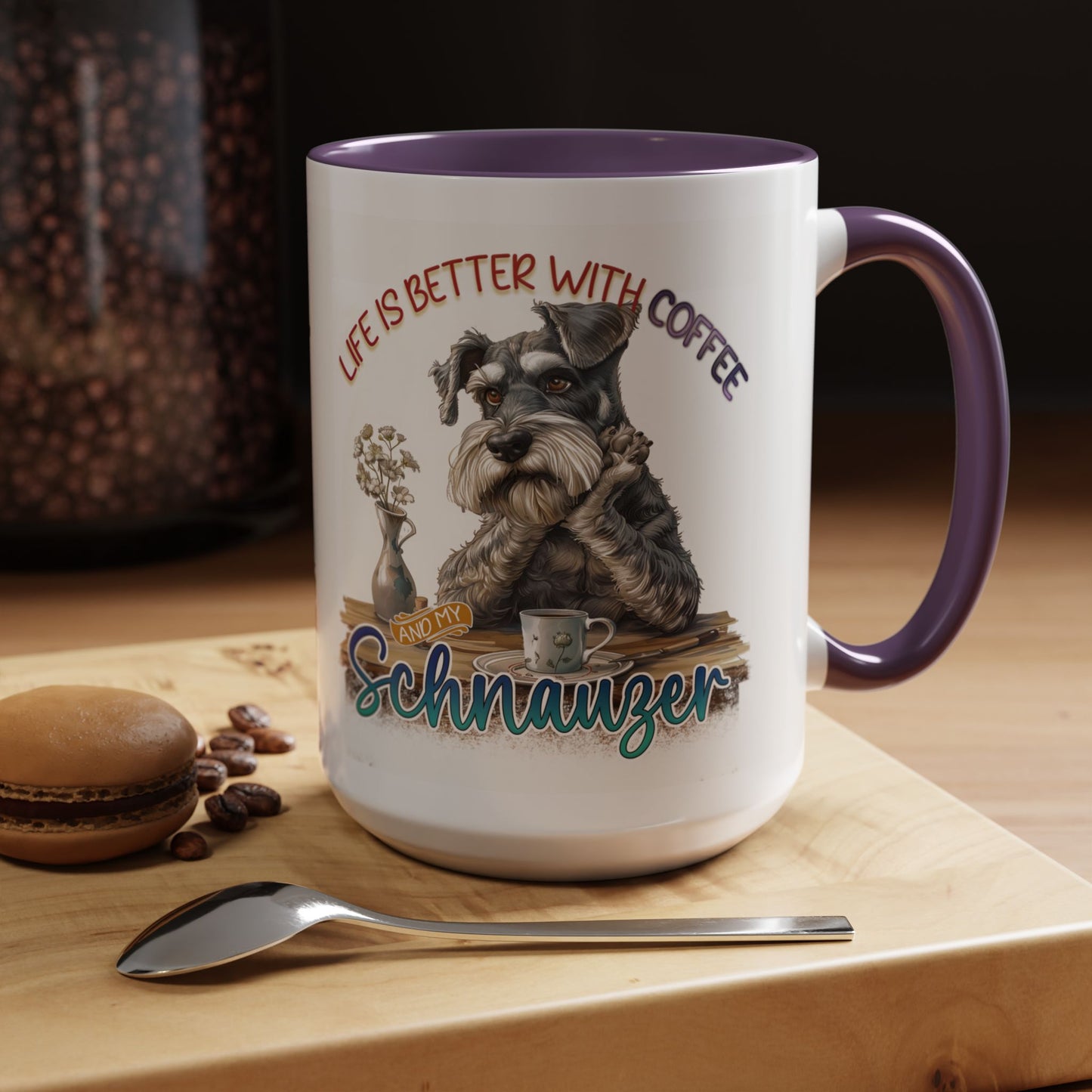 Schnauzer Coffee Mug - "Life Is Better With Coffee and a Schnauzer" Accent Mug (11/15oz)
