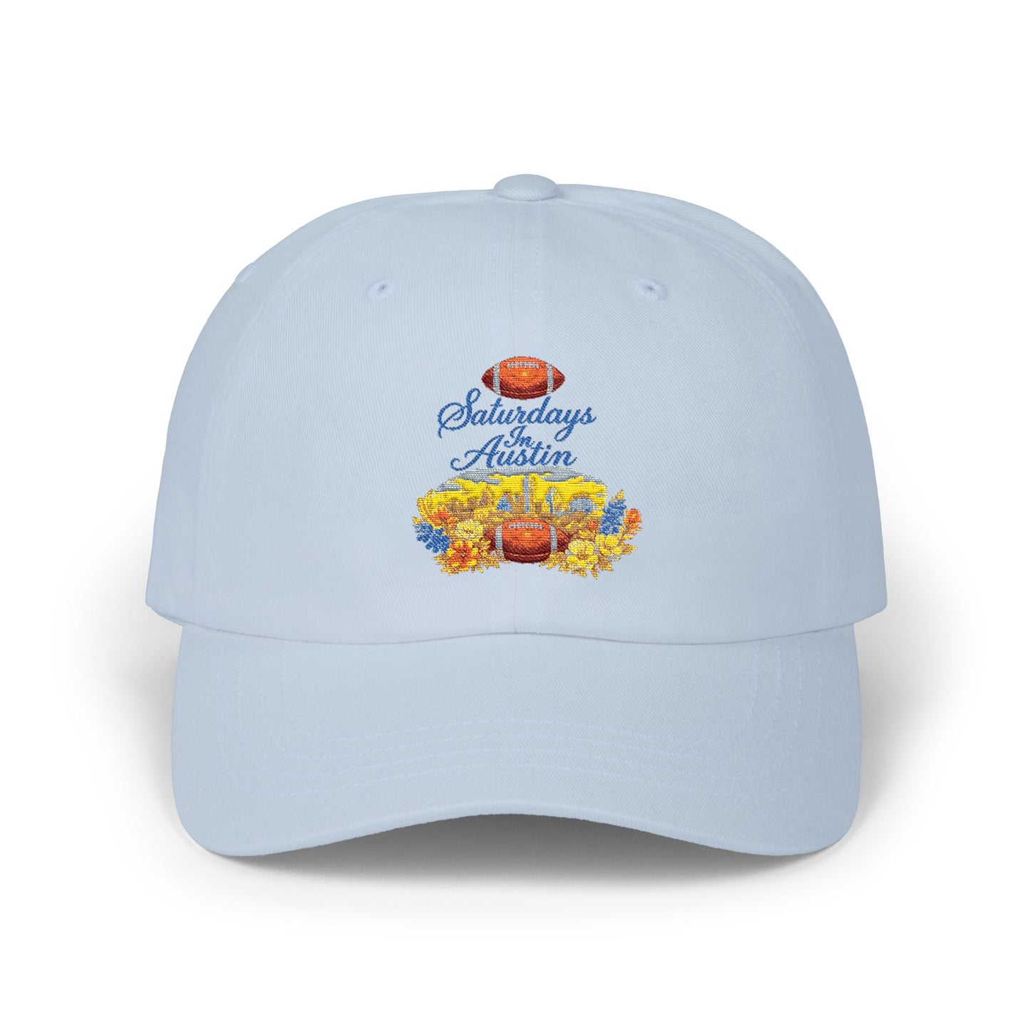Dad Cap — “Saturdays Are For Austin” Embroidered Football & Sunflower Hat