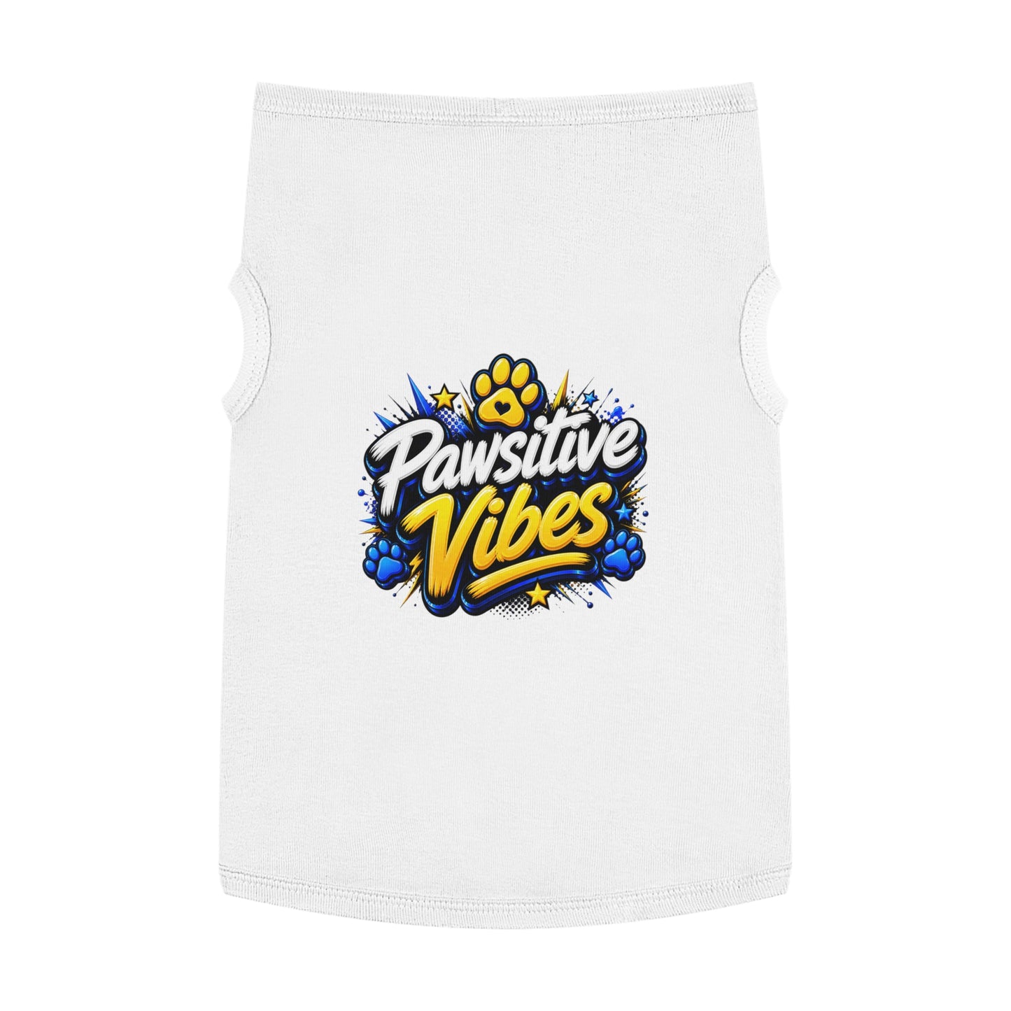 Pet Tank Top: "Pawsitive Vibes" Dog Tank — Cute Paw Print Pet Shirt