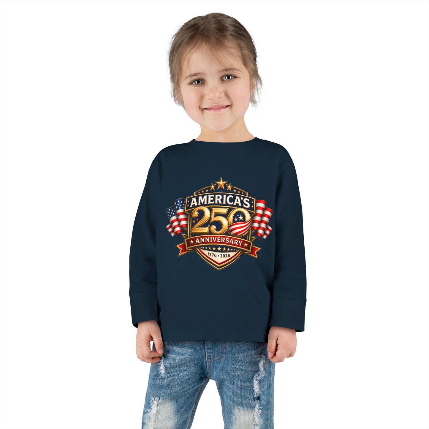 Toddler Long Sleeve Tee — "America's 25th Anniversary" Patriotic Badge