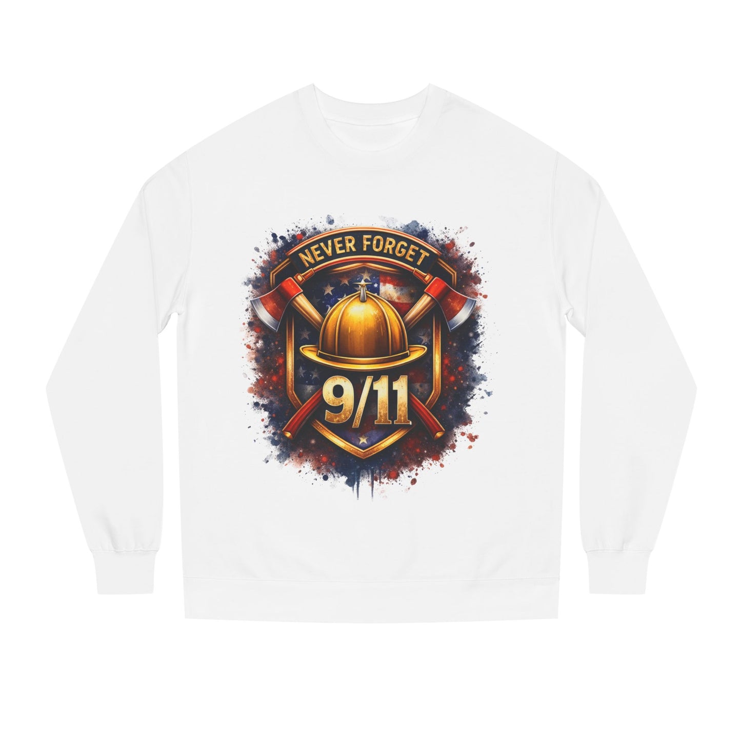 9/11 Never Forget Firefighter Helmet Crewneck Sweatshirt