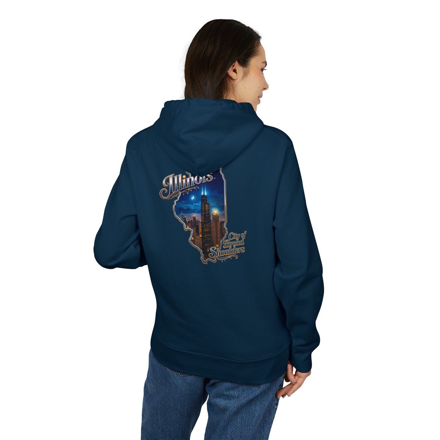 Illinois Skyline Hoodie — "City of Broad Shoulders" Retro State Map