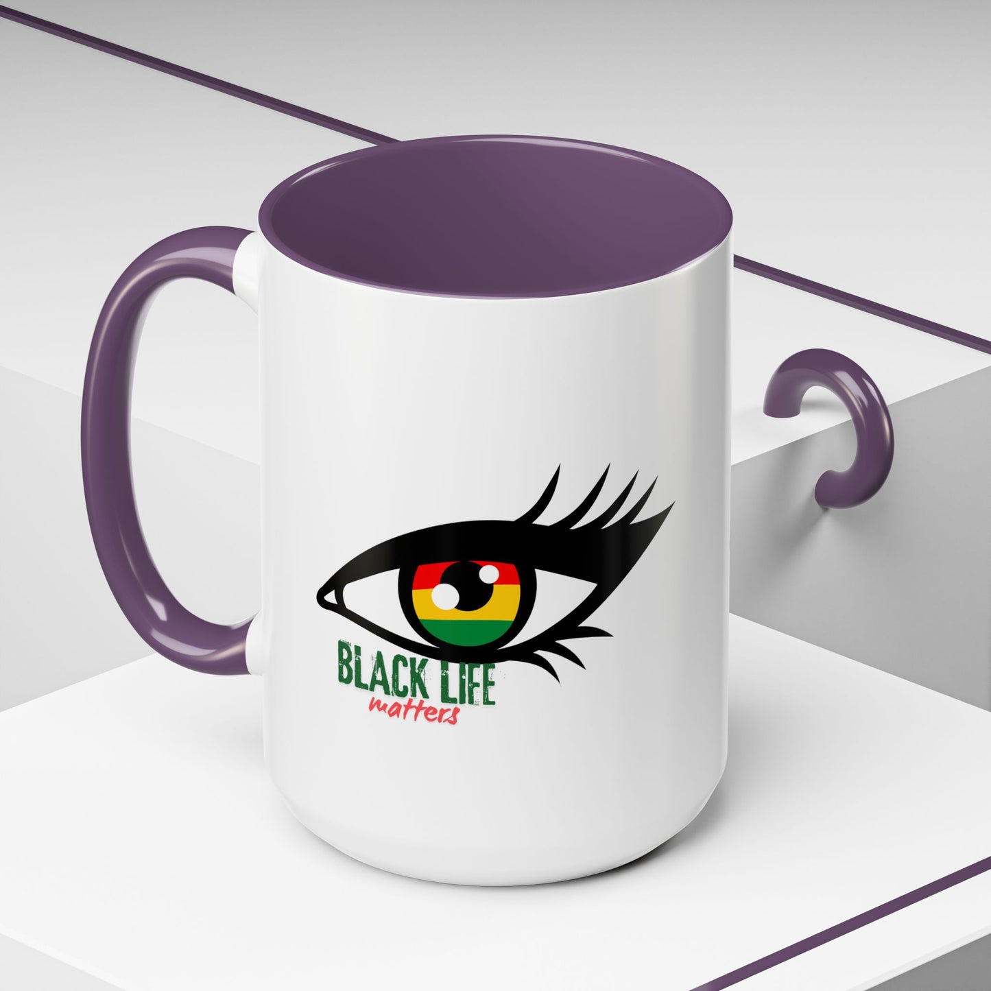 Black Life Matters Eye Accent Coffee Mug — Pan-African Pride 11/15oz