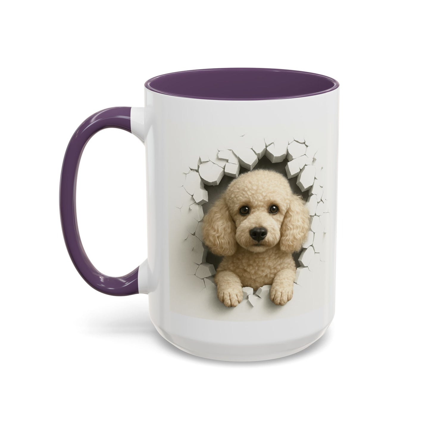 Poodle Peeking Accent Coffee Mug – Cute Dog Lover Gift (11/15oz)