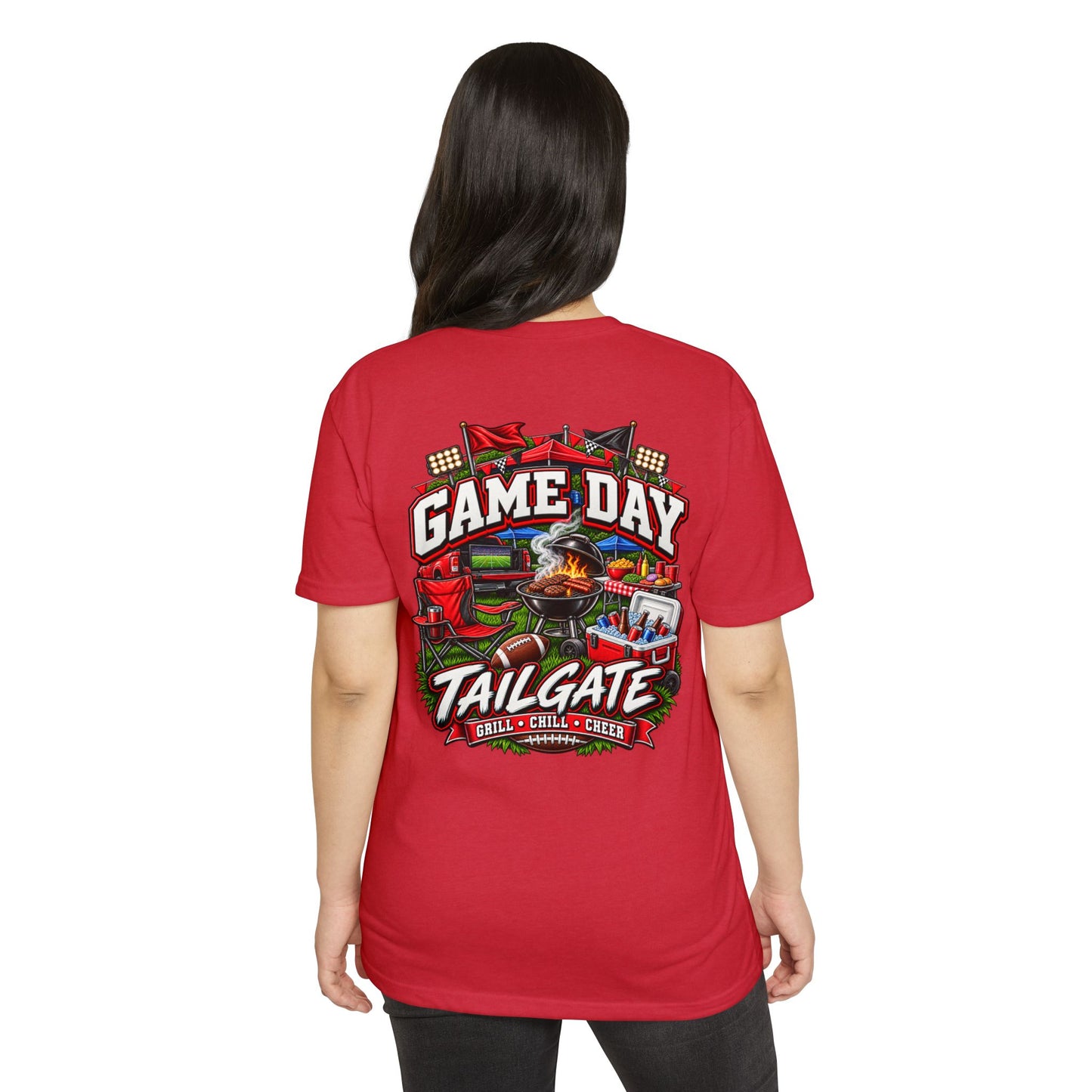 Game Day Tailgate T-Shirt — Grill, Chill & Cheer Football Tee