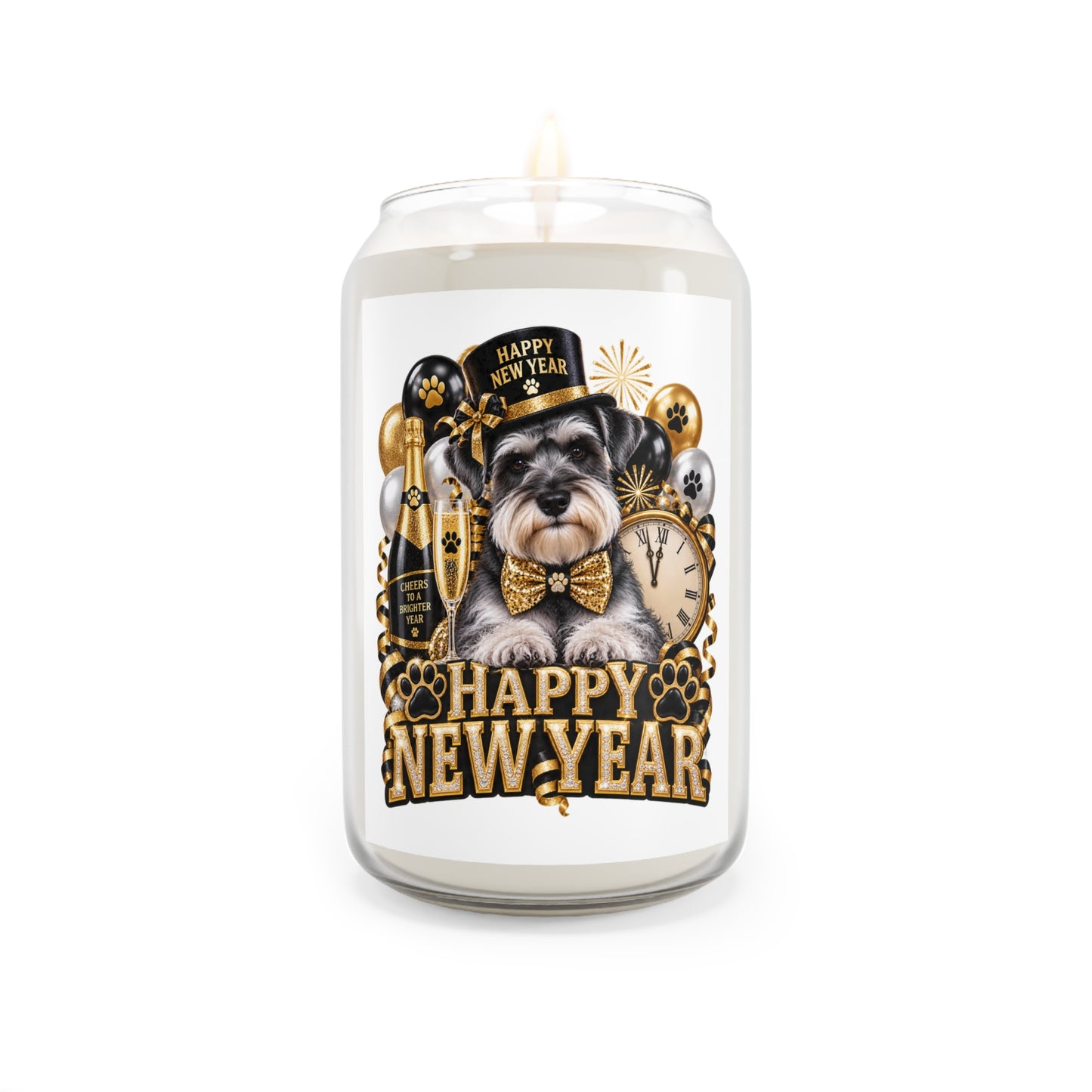 Happy New Year Dog Soy Candle — 13.75oz Scented Jar