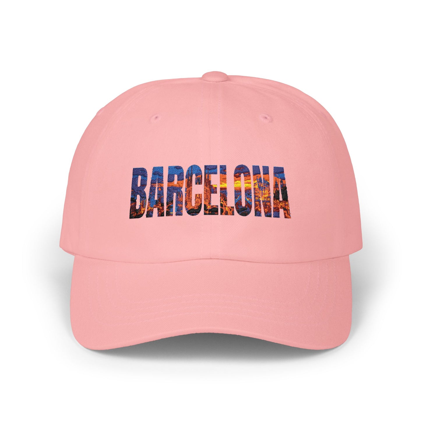 Barcelona Dad Cap — Embroidered City Photo Text Travel Hat
