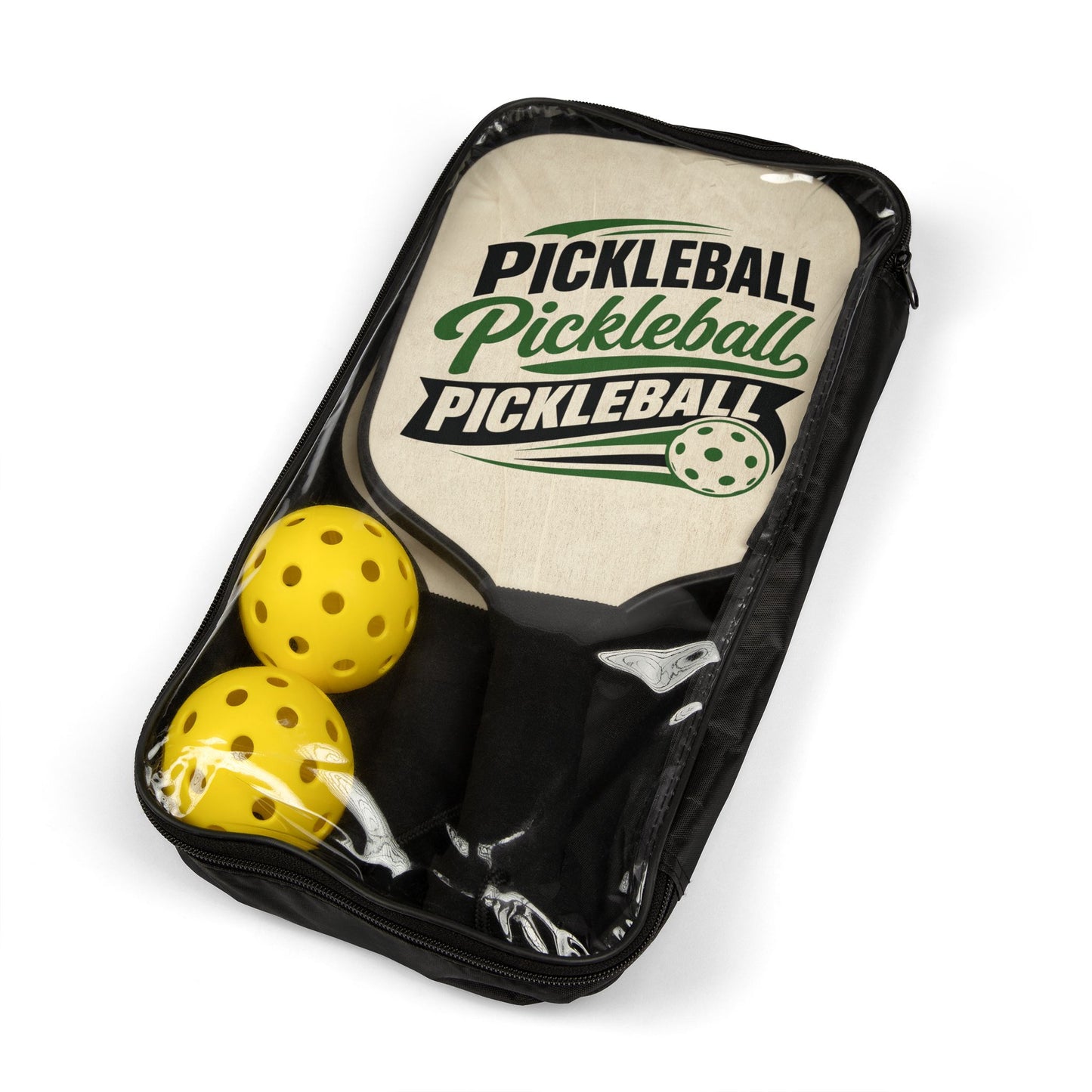 Pickleball Paddle Set — Retro "Pickleball" Graphic Paddle & 2 Balls Kit