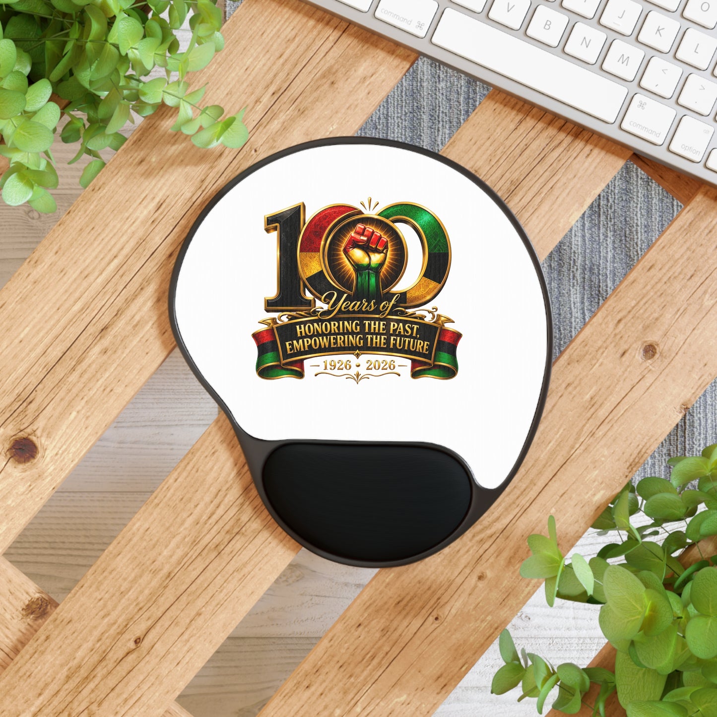 100 Years Commemoration Mouse Pad with Wrist Rest — "Honoring the Past, Empowering the Future" (1926–2026)
