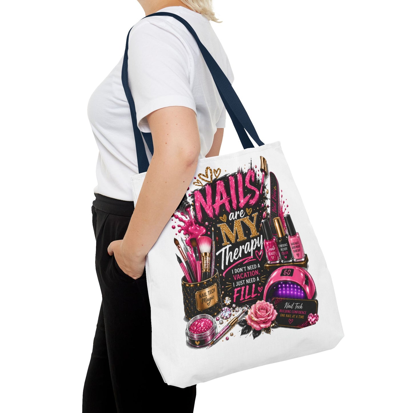 Nails Are My Therapy Tote Bag — Nail Tech Cosmetic Makeup Salon Gift