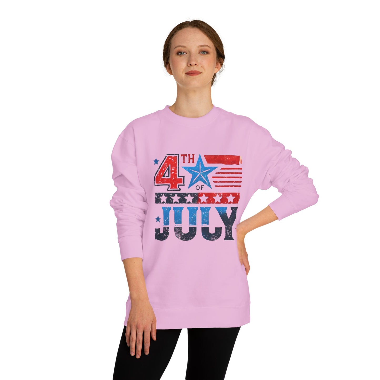 4th of July Crewneck Sweatshirt – Patriotic American Flag Design