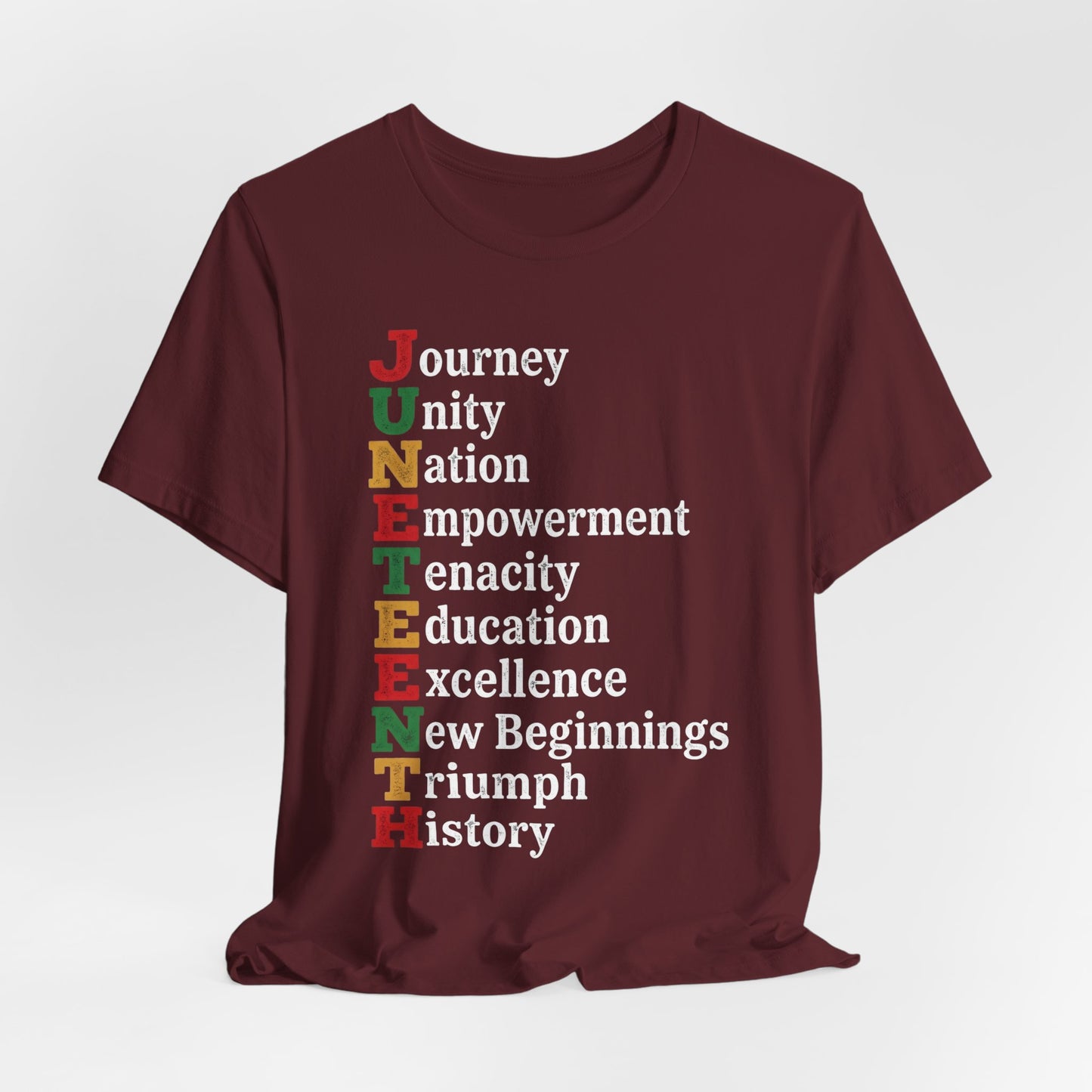 Juneteenth Acrostic T-Shirt — Juneteenth Journey Unity Nation Empowerment Tee