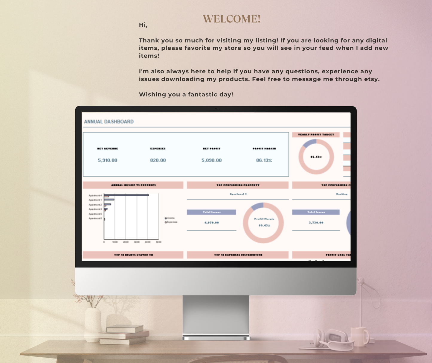 Annual Budget Tracker Spreadsheet | Yearly Finance Planner Google Sheets Income & Expense Tool